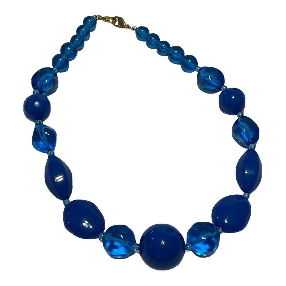 18” acrylic blue beaded graduating collar necklace